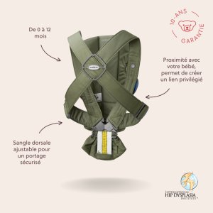 Porte bébé mini coton vert foncé Babybjorn