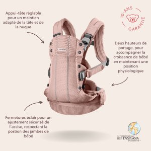 Porte bébé harmony mesh 3d rose clair Babybjorn
