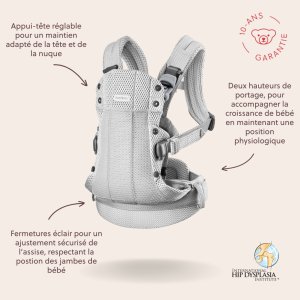 Porte bébé harmony mesh 3d argent Babybjorn
