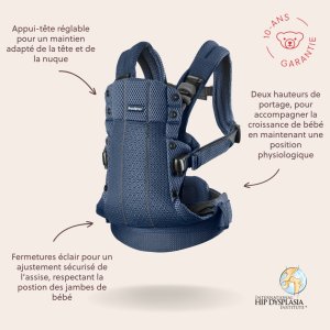 Porte bébé harmony mesh 3d bleu marine Babybjorn