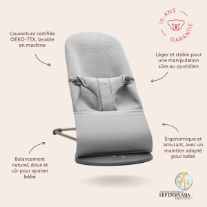 Transat bébé bliss jersey 3d gris clair Babybjorn