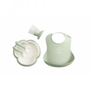Coffret repas avec bavoir vert pastel Babybjorn