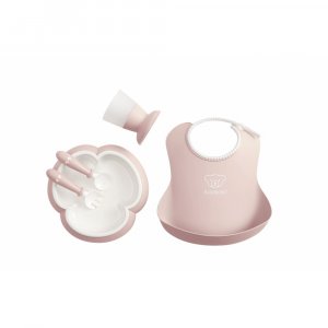 Coffret repas avec bavoir rose pastel Babybjorn