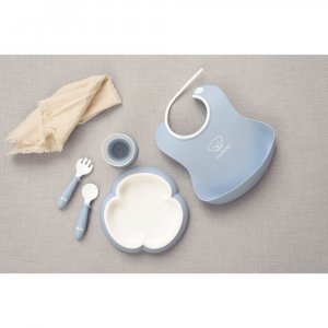 Coffret repas avec bavoir bleu pastel Babybjorn