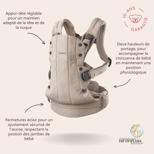 Porte bébé harmony melange tissé beige clair Babybjorn