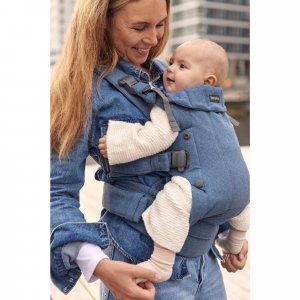 Porte bébé harmony melange tissé chiné bleu Babybjorn