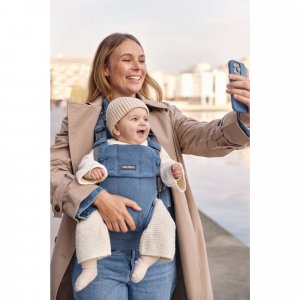 Porte bébé harmony melange tissé chiné bleu Babybjorn