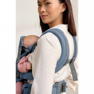 Porte bébé harmony melange tissé chiné bleu Babybjorn