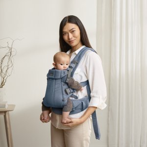Porte bébé harmony melange tissé chiné bleu Babybjorn