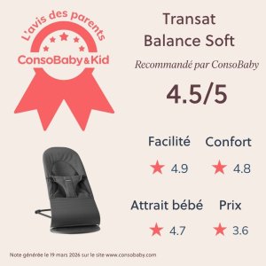 Transat bébé balance soft tissé jersey tri fabric gris foncé Babybjorn