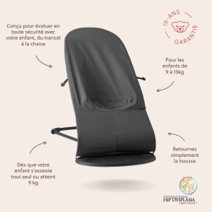 Transat bébé balance soft tissé jersey tri fabric gris foncé Babybjorn