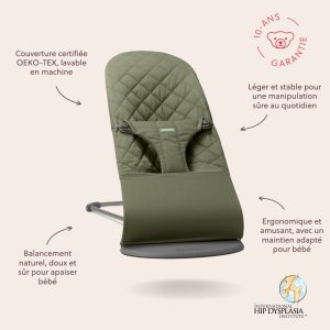 Transat bébé bliss coton matelassé classique vert foncé Babybjorn