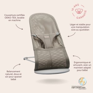 Transat bébé bliss mesh gris-beige Babybjorn