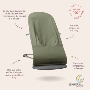 Transat bébé bliss coton matelassé pétale vert foncé Babybjorn