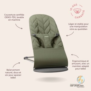 Transat bébé bliss coton matelassé pétale vert foncé Babybjorn