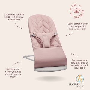 Transat bébé bliss coton matelassé pétale rose poudré Babybjorn