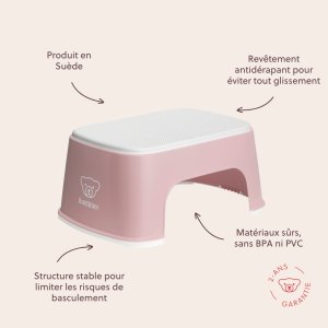 Marche pied enfant rose pastel et blanc Babybjorn