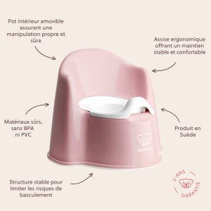 Pot fauteuil rose pastel et blanc Babybjorn