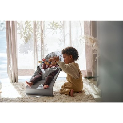 Pack transat bliss tissé matelassage pétale gris clair avec arche de jeux yeux espiègles