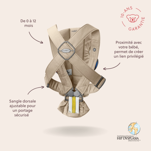 Porte-bébé mini tissé beige Babybjorn