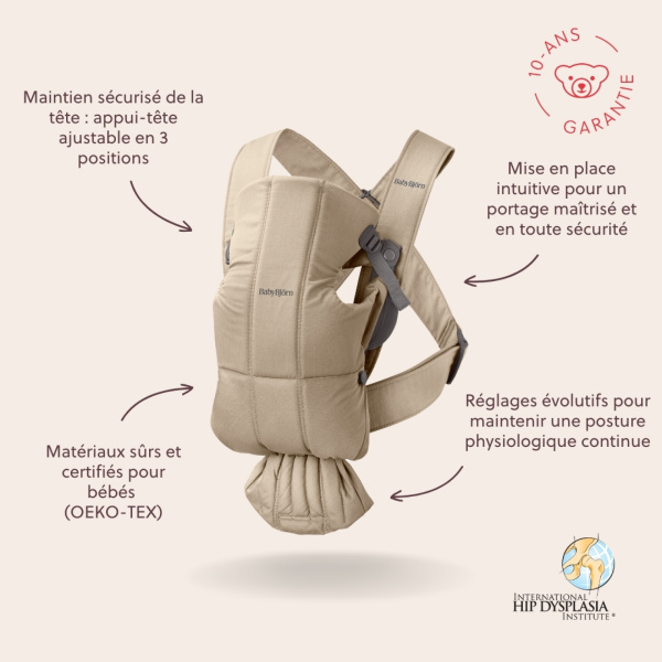 Porte-bébé mini tissé beige Babybjorn