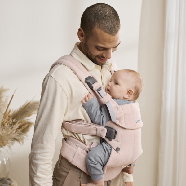 Porte bébé harmony tissé chiné rose Babybjorn
