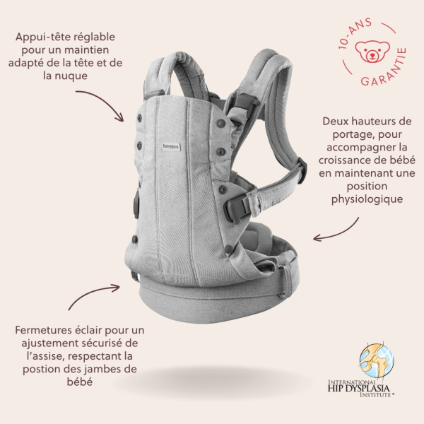 Porte bébé harmony tissé chiné rose Babybjorn