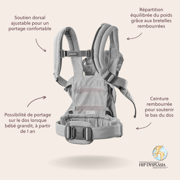 Porte bébé harmony tissé chiné rose Babybjorn