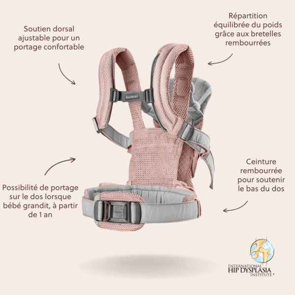 Porte bébé harmony mesh 3d rose clair Babybjorn