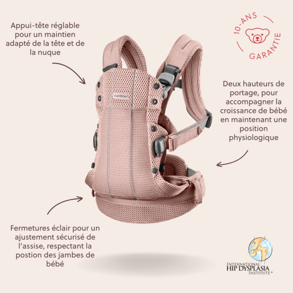 Porte bébé harmony mesh 3d rose clair Babybjorn
