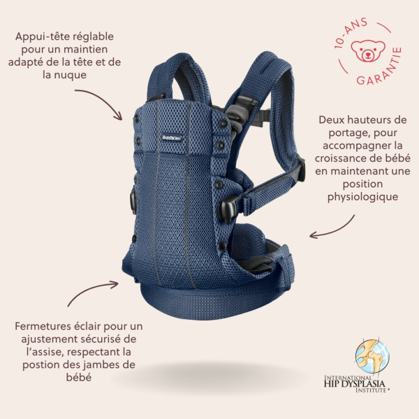 Porte bébé harmony mesh 3d bleu marine Babybjorn