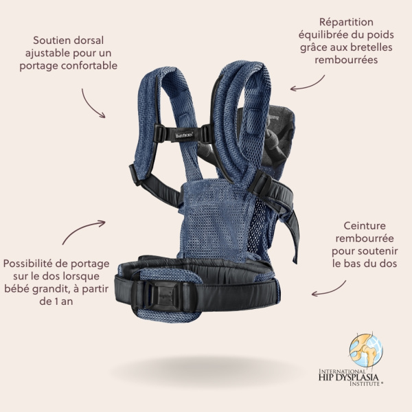 Porte bébé harmony mesh 3d bleu marine Babybjorn