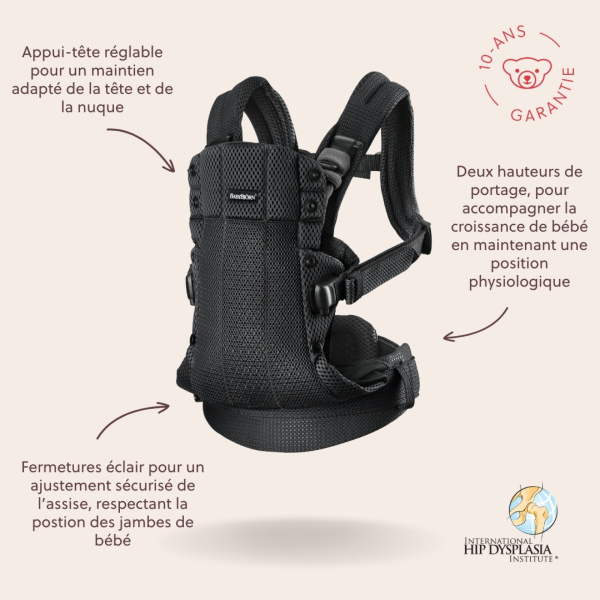 Porte bébé harmony mesh 3d noir Babybjorn