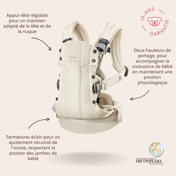 Porte bébé harmony mesh 3d crème Babybjorn