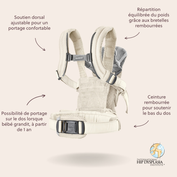 Porte bébé harmony mesh 3d crème Babybjorn