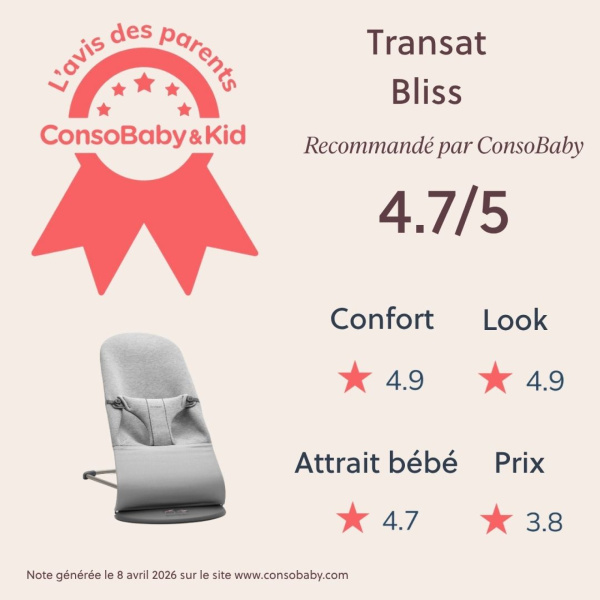 Transat bébé bliss jersey 3d gris clair Babybjorn