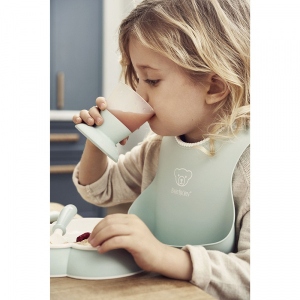 Coffret repas avec bavoir vert pastel Babybjorn