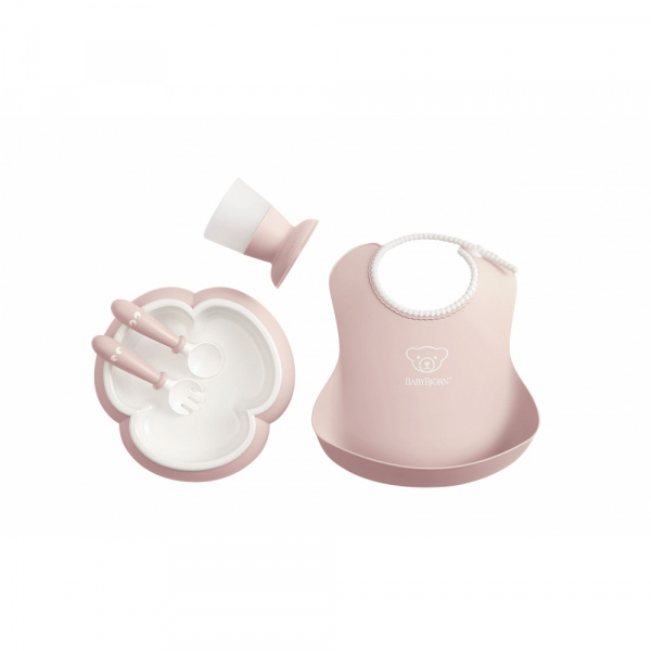 Coffret repas avec bavoir rose pastel Babybjorn