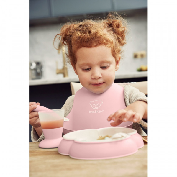 Coffret repas avec bavoir rose pastel Babybjorn