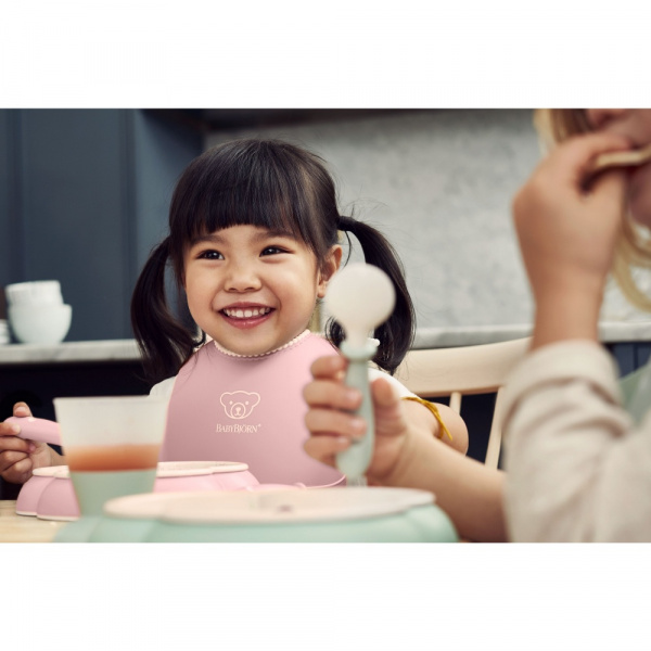 Coffret repas avec bavoir rose pastel Babybjorn
