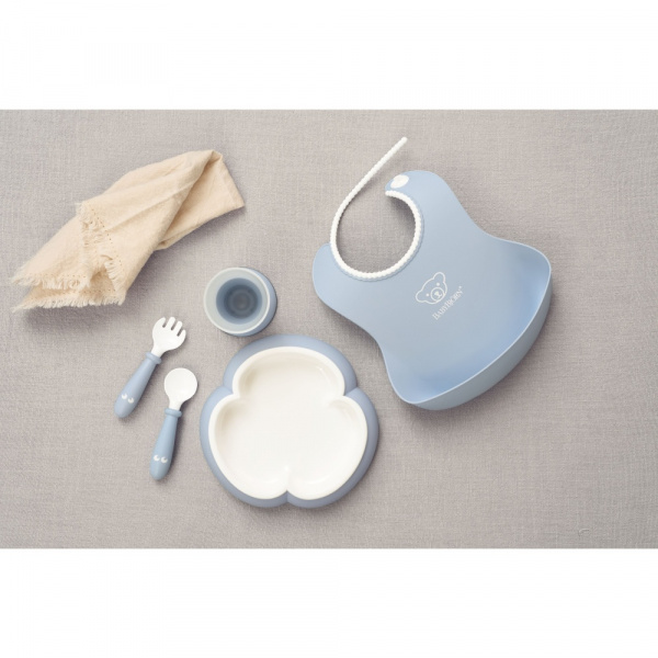 Coffret repas avec bavoir bleu pastel Babybjorn