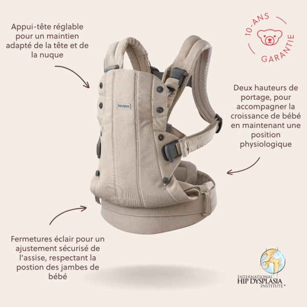 Porte bébé harmony melange tissé beige clair Babybjorn