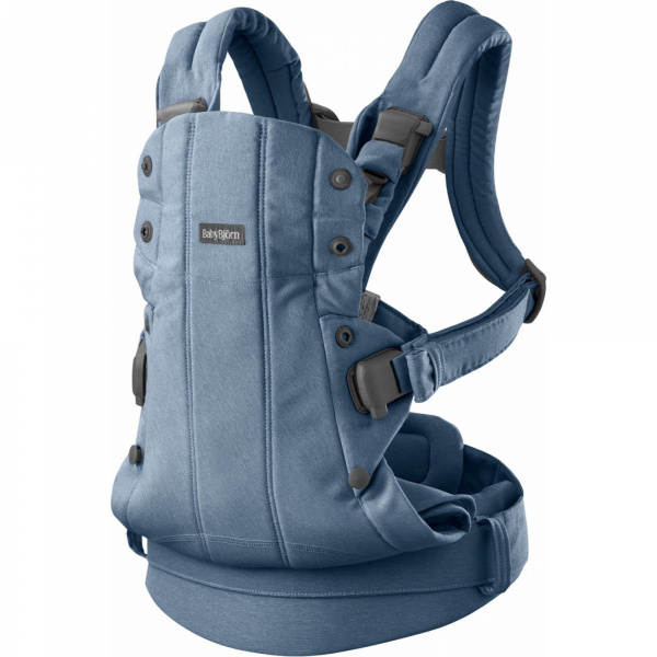 Porte bébé harmony melange tissé chiné bleu Babybjorn