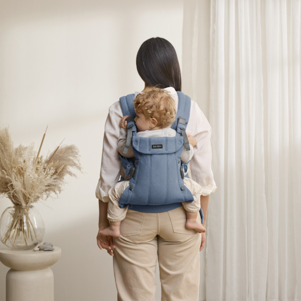 Porte bébé harmony melange tissé chiné bleu Babybjorn