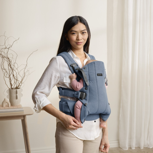 Porte bébé harmony melange tissé chiné bleu Babybjorn