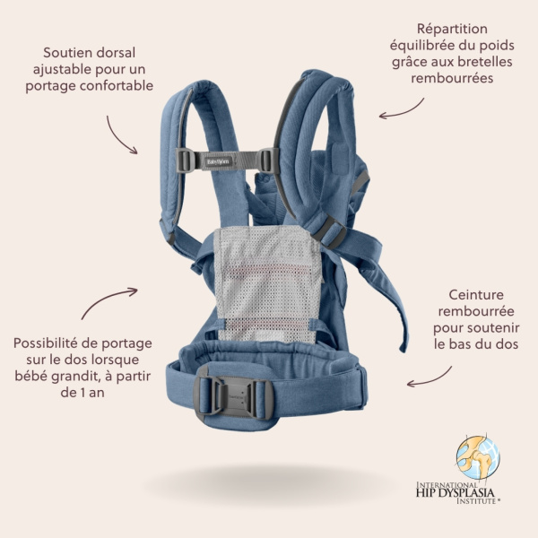 Porte bébé harmony melange tissé chiné bleu Babybjorn