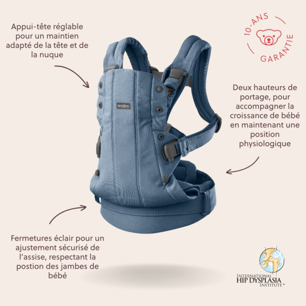 Porte bébé harmony melange tissé chiné bleu Babybjorn