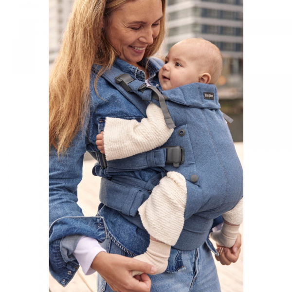 Porte bébé harmony melange tissé chiné bleu Babybjorn