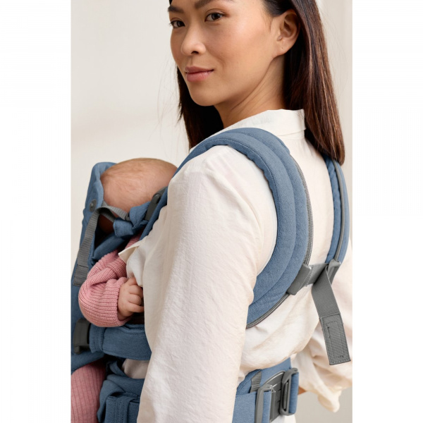 Porte bébé harmony melange tissé chiné bleu Babybjorn
