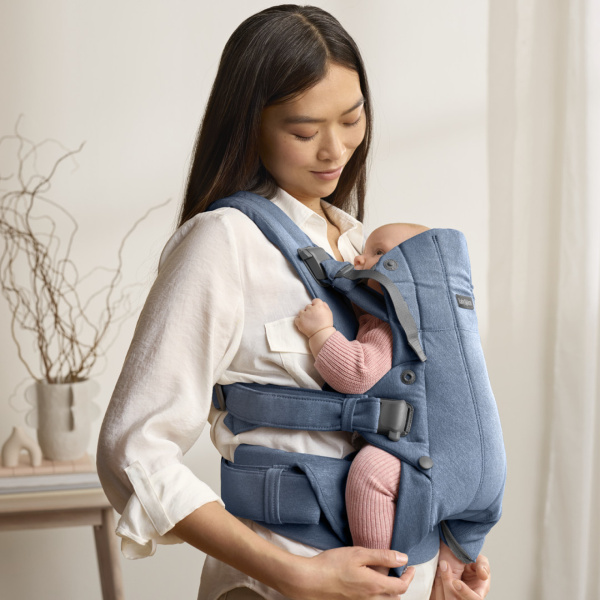 Porte bébé harmony melange tissé chiné bleu Babybjorn